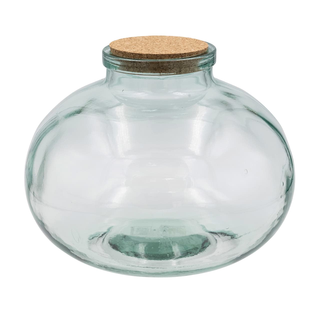 Hello Honey® 9" Round Clear Reclaimed Glass Jar with Cork Lid